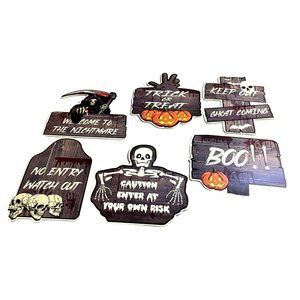 (6) Halloween Decoration Yard Signs Stakes Props Outdoor Lawn Garden